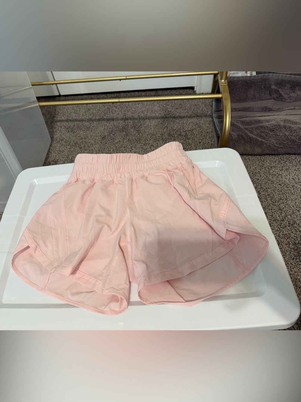 lululemon track that high rise pink haze Shorts